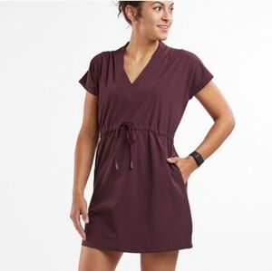 Title Nine Women's Plum V-Neck Drawstring Waist Dress size S